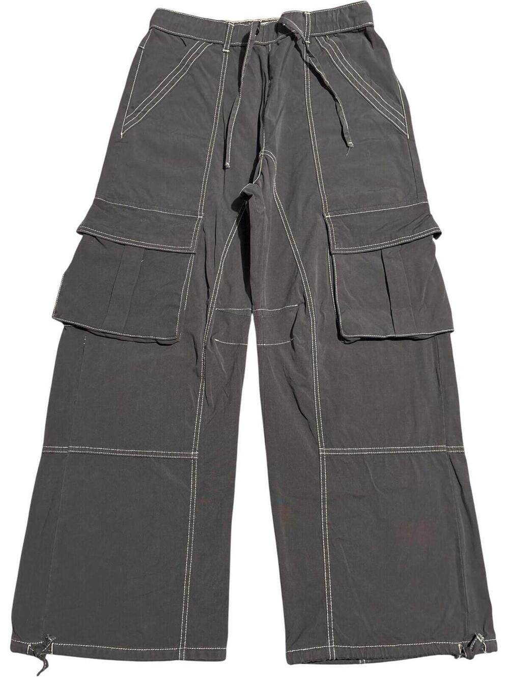 Size 8 31 Vintage Zara Gray Baggy Wide Leg Cargo Rave Belt Y2k Vintage Grunge